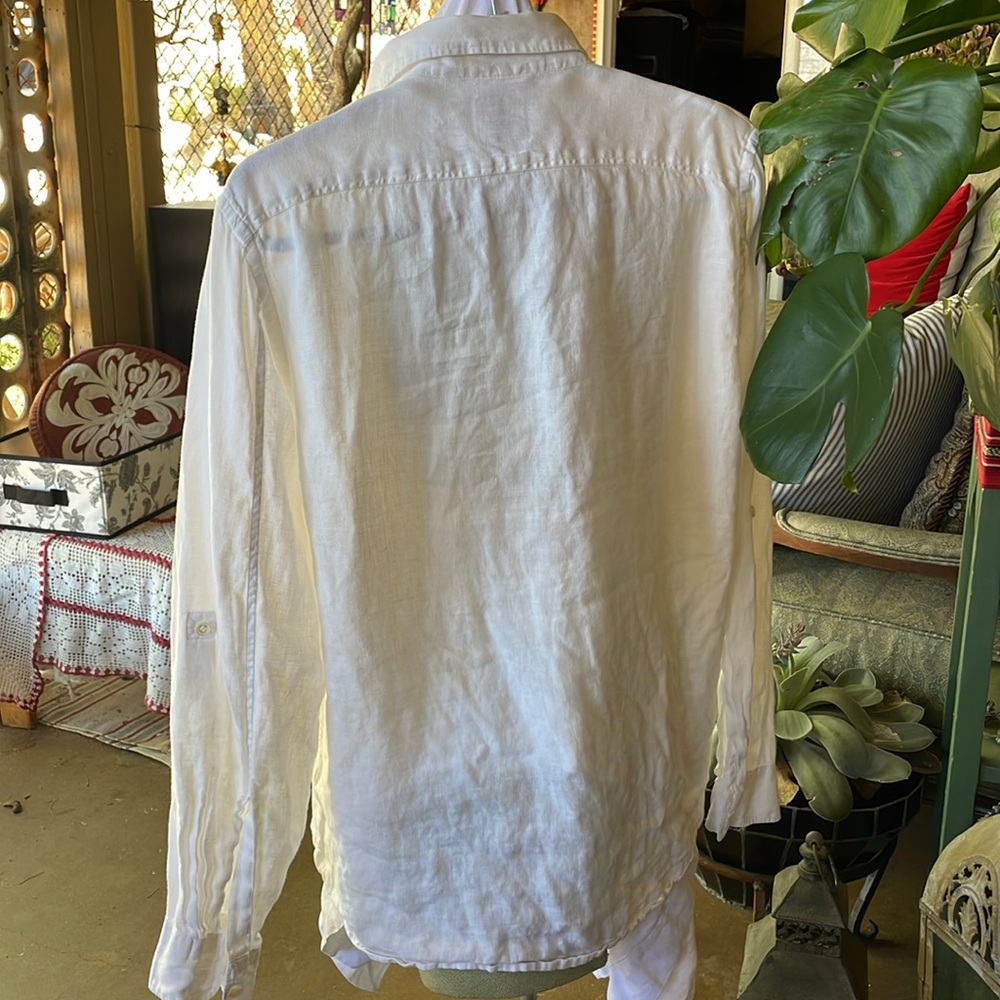 Batd McNutt 100% linen - white shirt. Extra large slim fit.